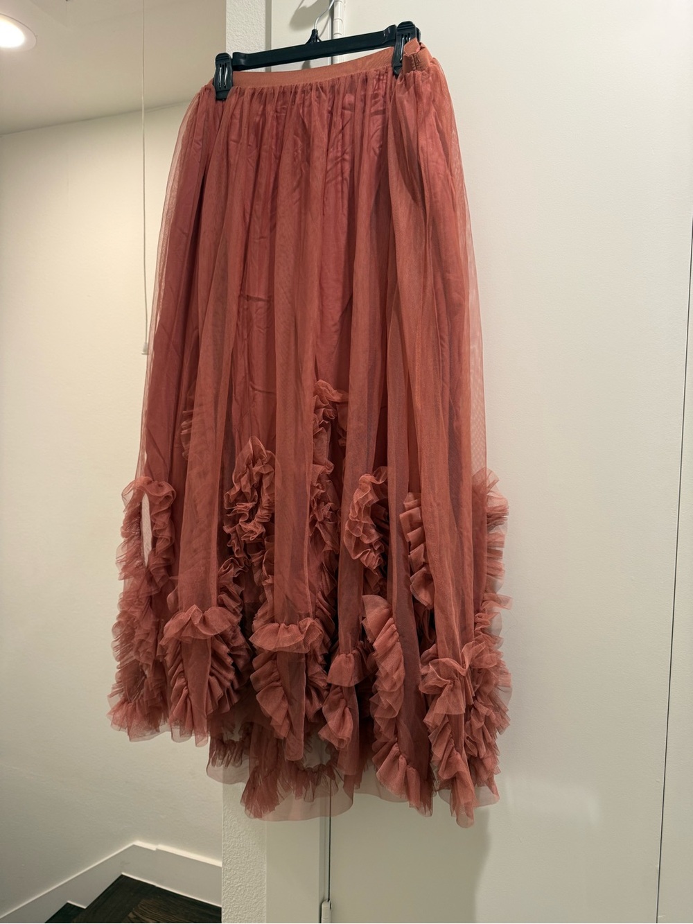 Anthropologie Layered Ruffle Tulle Maxi Skirt - Rose Clay - Picture 2 of 6